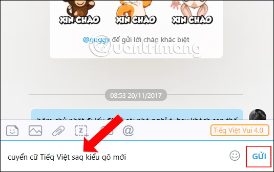Chuyển sang kiểu gõ Tiếq Việt