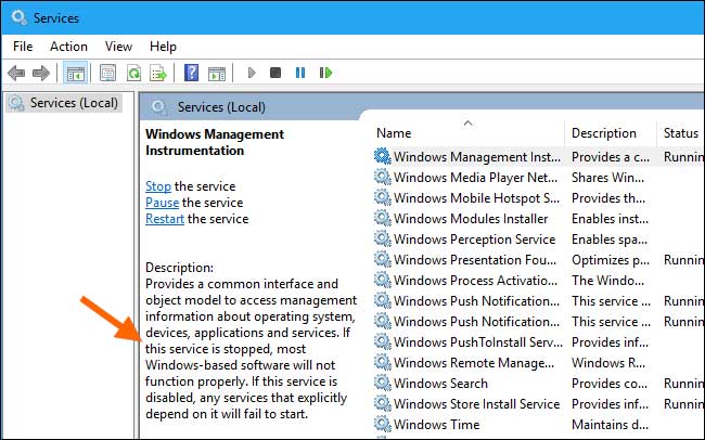 Mô tả dịch vụ Windows