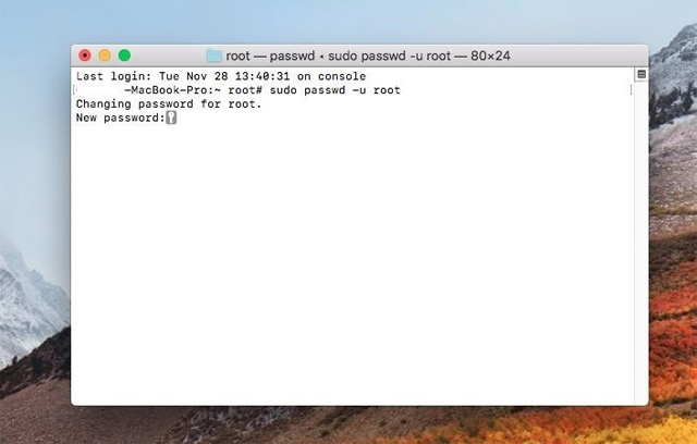 Nhập mật khẩu root