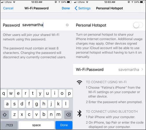 Nhập mật khẩu mới trong mục Wi-Fi Password