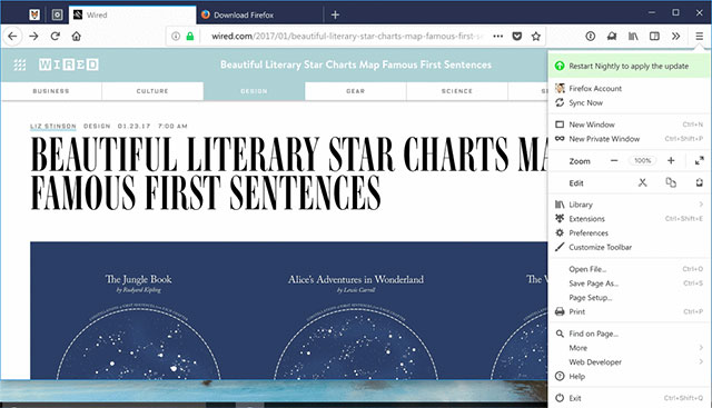Menu mới để truy cập tới nhiều tác vụ