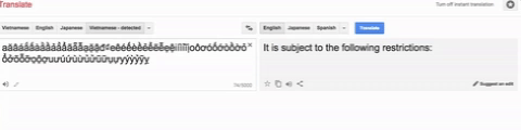Bỏ đi một kí tự là có kết quả dịch khác ngay