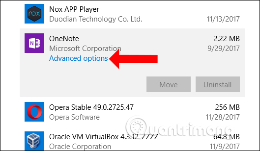 Tùy chọn nâng cao OneNote