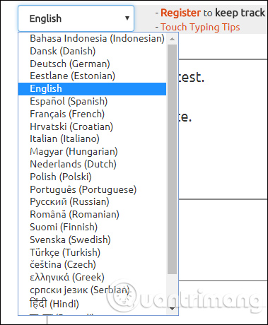 Chọn ngôn ngữ đánh máy 