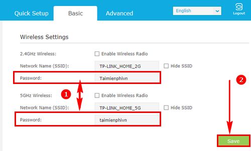 Đổi mật khẩu wifi tplink Archer C9