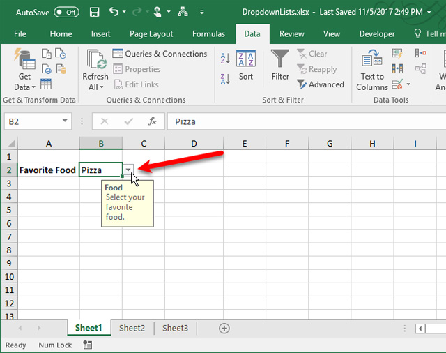 Cách tạo danh sách sổ xuống (drop list) trên Excel 2016