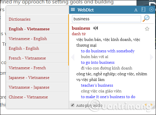 Tra từ điển trên WebDict