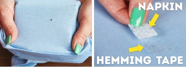 Lấy một ít băng keo và che lỗ đó lại.