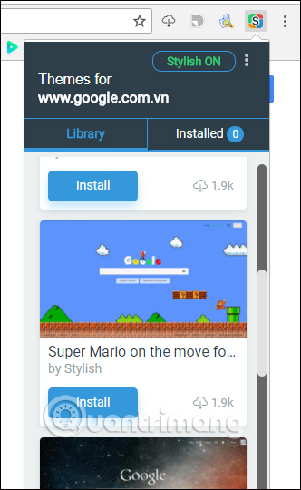 Giao diện trên Stylish