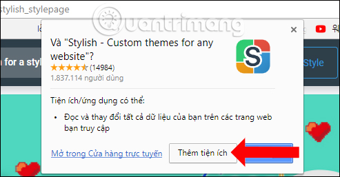 Thêm tiện ích Stylish