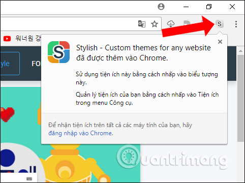 Thông báo cài đặt Stylish