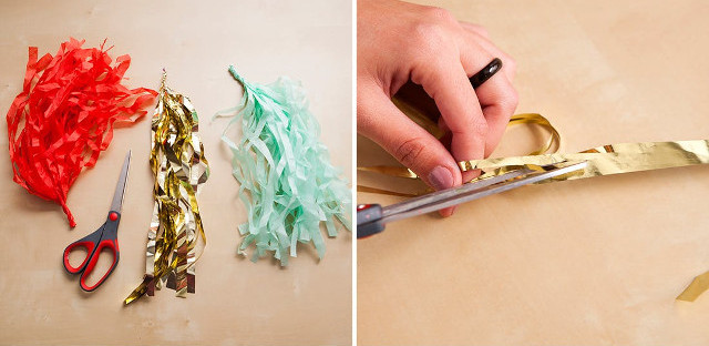 Cắt nhỏ những sợi dây ánh kim ra 