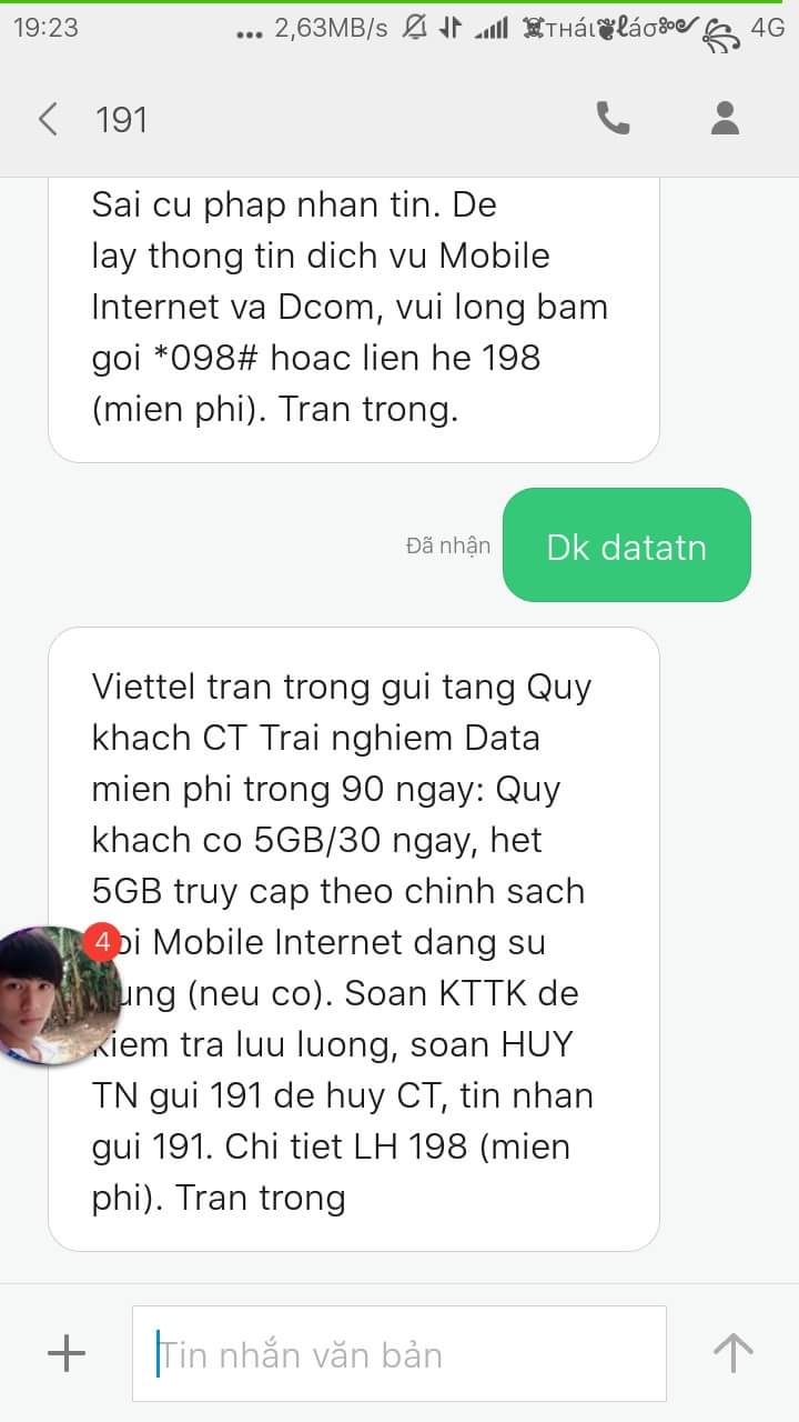 Đăng ký thành công 15GB data 4GB miễn phí