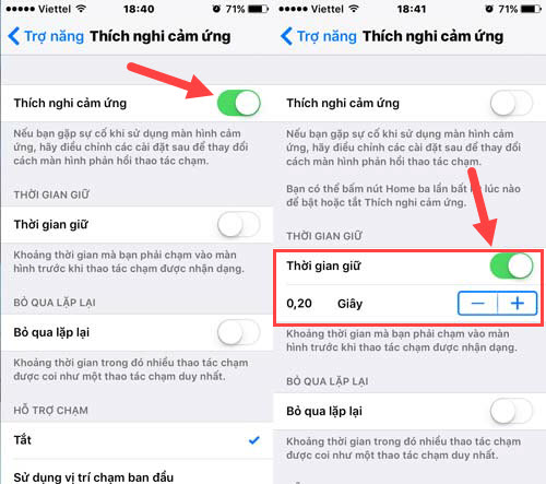 Bật chế độ thích nghi cảm ứng lên.