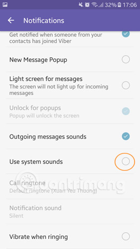 Chọn Use system sounds