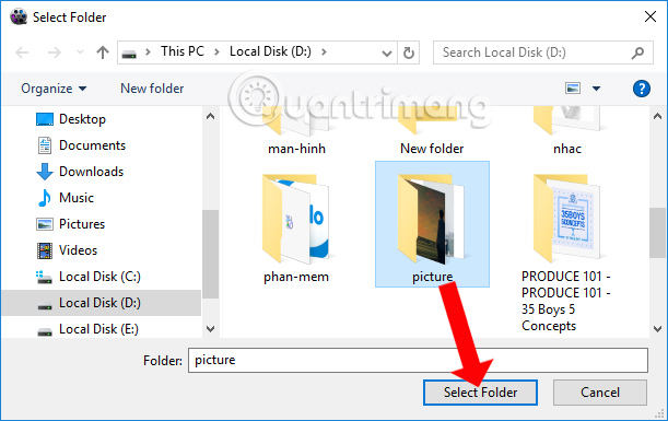 Chọn thư mục ảnh