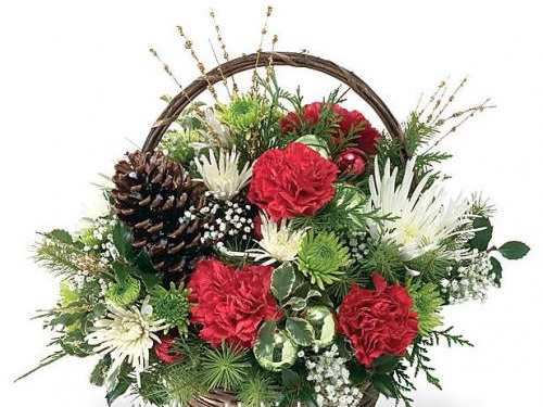 Trang trí góc làm việc đón Noel bằng lẵng hoa