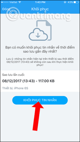 Restore tin nhắn  Zalo