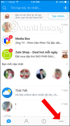 Giao diện trên Zalo