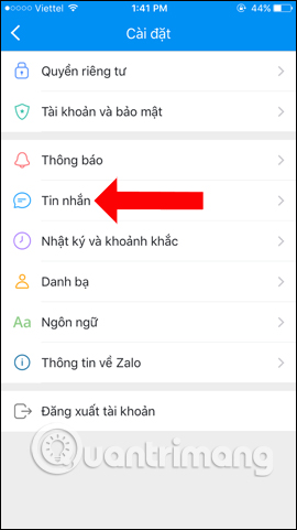 Thiết lập Tin nhắn Zalo