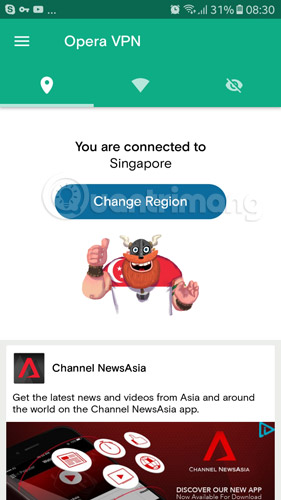 Chọn Change Region