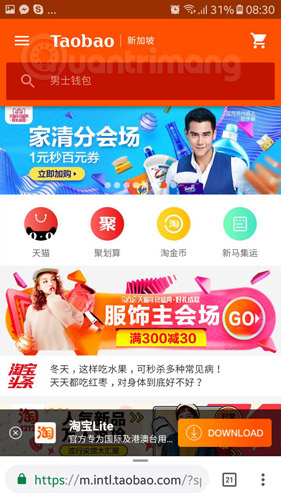 Vào taobao từ trình duyệt