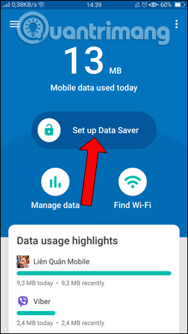 Tùy chọn Data Saver