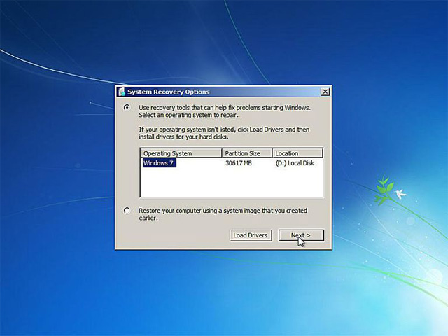 Chọn cài đặt Windows 7