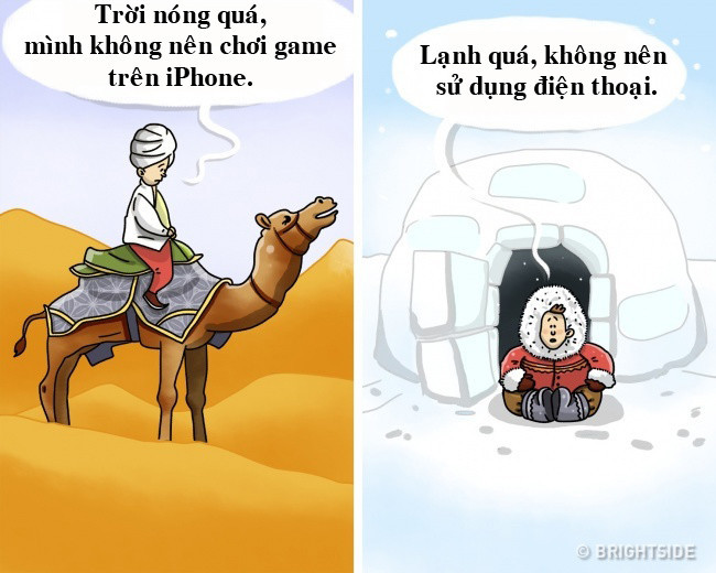 Sử dụng điện thoại trong thời tiết quá nóng hoặc quá lạnh