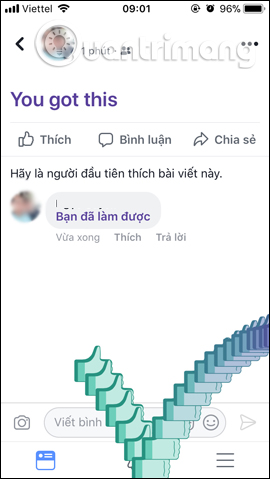 Hiện hiệu ứng Like Facebook điện thoại