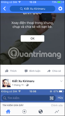 Mở giao diện tài khoản Facebook
