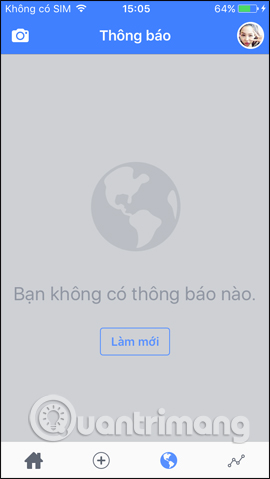 Giao diện nhận thông báo Facebook