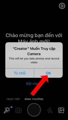 Facebook Creator mở camera