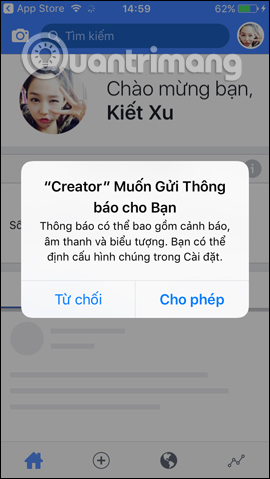 Nhận thông báo từ Facebook Creator