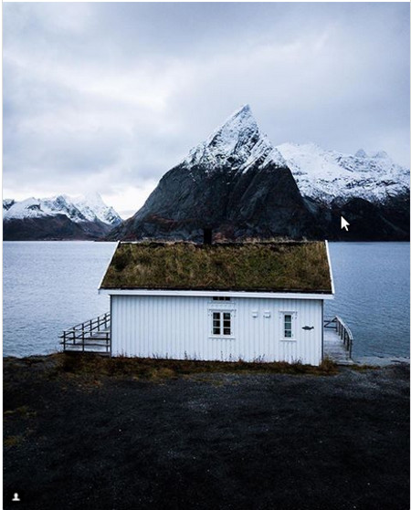 Ngôi nhà này có mái là ngọn núi