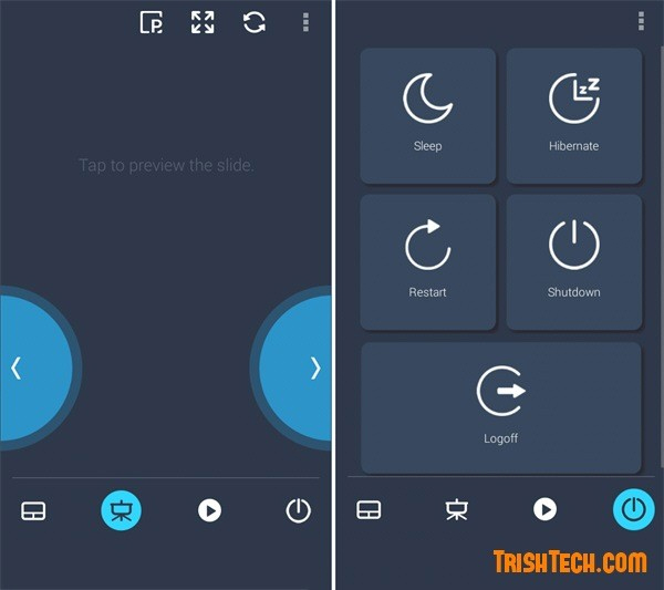 Điều khiển slideshow và tắt, bật máy tính