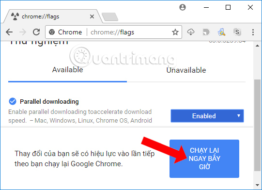 Khởi động lại trình duyệt