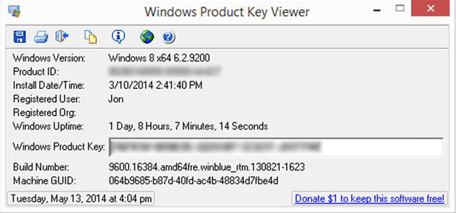 Công cụ tìm key Windows Product Key Viewer