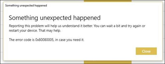 Báo lỗi 0x80080005 Microsoft Store
