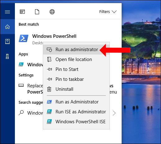 Chạy Windows PowerShell quyền admin