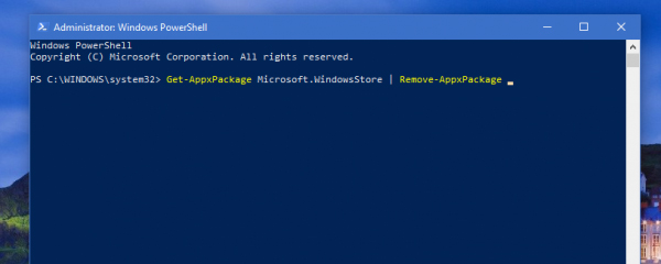 Nhập lệnh xóa Microsoft Store
