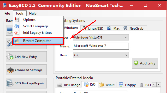 Khởi động lại máy