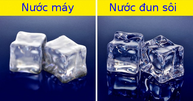 Nếu bạn làm đá bằng nước máy, chúng sẽ có màu trắng; nếu bạn sử dụng nước đun sôi, đá sẽ trong suốt.