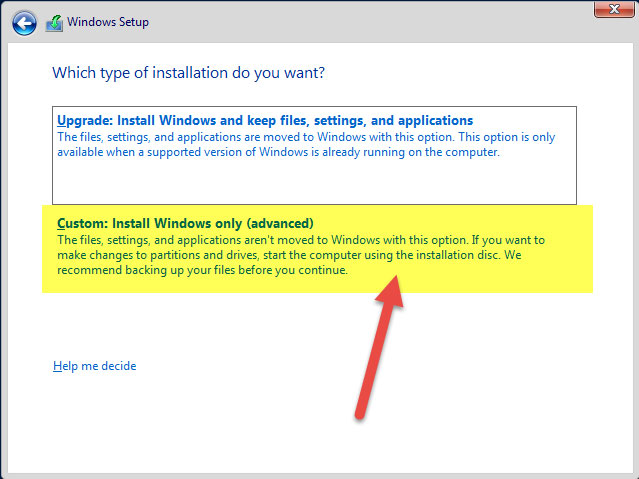 Chọn chỉ cài đặt Windows