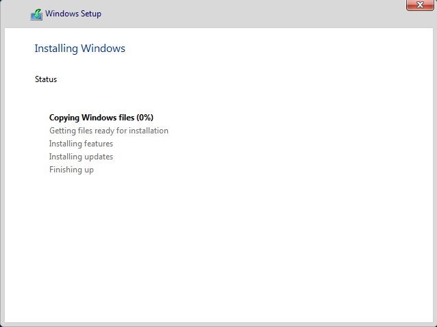 Màn hình tiến trình cài đặt