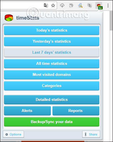 timeStats cung cấp danh sách thời gian