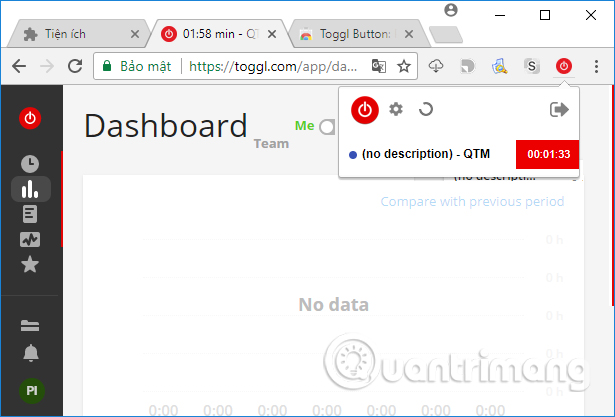 Toggl quản lý thời gian truy cập các website 