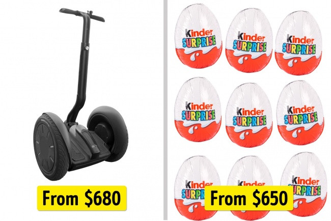 Một xe cá nhân Segway = 800 quả trứng trò chơi Kinder Surprise