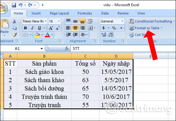 Cách tạo bảng Excel, chèn bảng trong Excel - Chèn bảng tính vào ...