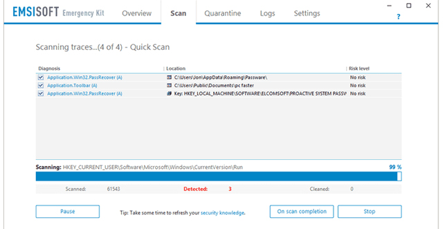 Phần mềm chống spyware Emsisoft Emergency Kit (EEK)